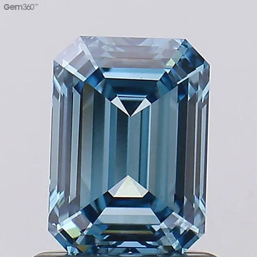 1.09ct Emerald Lab Grown Diamond (Colour Fancy Vivid Blue, Clarity VS2, IGI Certified)