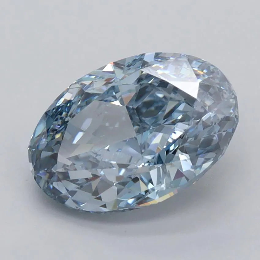 2.41ct Oval Lab Grown Diamond (Colour Fancy Vivid Blue, Clarity VS1, IGI Certified)