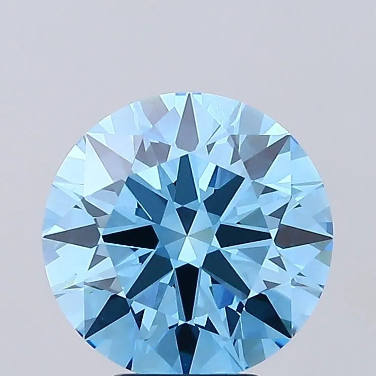 5.03ct Round Lab Grown Diamond (Colour Fancy Vivid Blue, Clarity VVS2, Cut ID, IGI Certified)