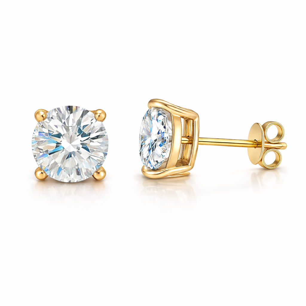 14K Gold, IGI Certified Diamond Stud Earrings