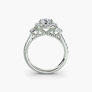 Three-Stone Ring with Halo 2