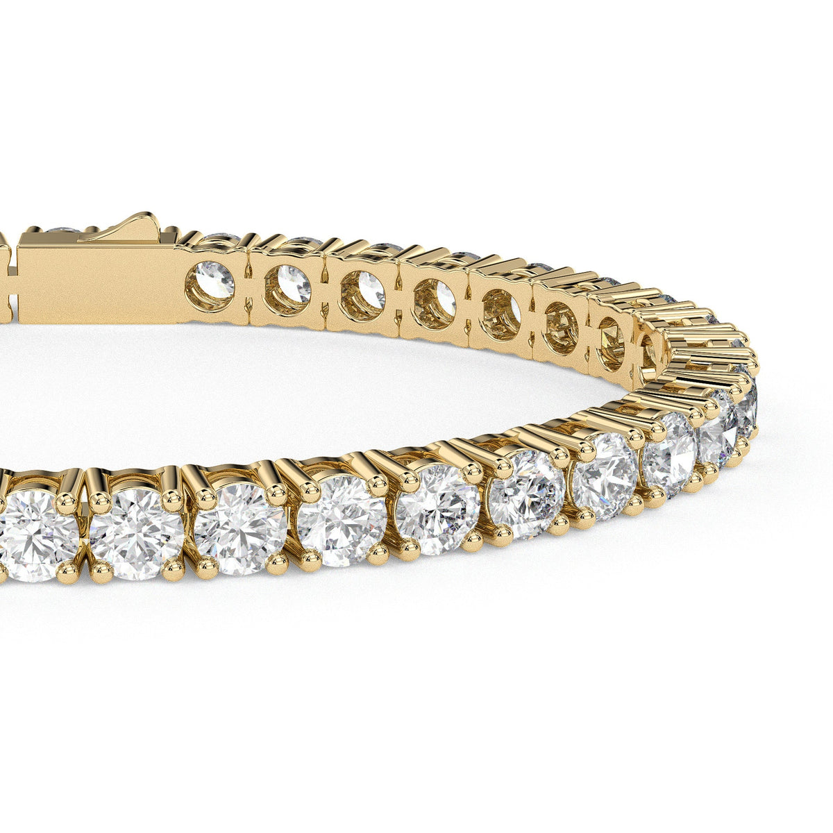 Classic round tennis bracelet, moissanite stones in 18K Yellow Gold Vermeil