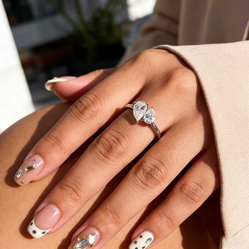 Double Pear Moissanite Toi et Moi Ring – Inès, styled