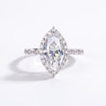 Marquise Moissanite Halo Engagement Ring – Victoire in 18K White Gold Vermeil