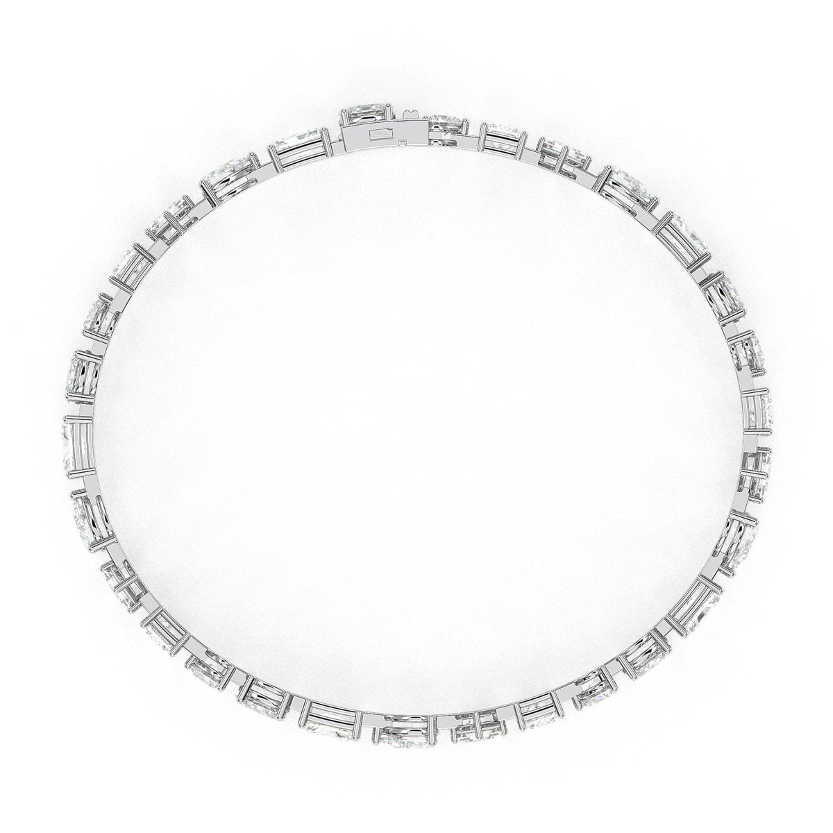 Mixed-shape tennis bracelet, moissanite stones in 18K White Gold Vermeil