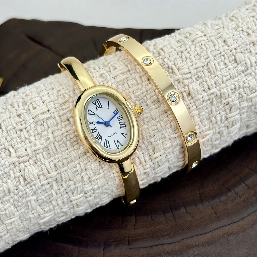 Oval Bangle Watch & Crystal Bangle Set – Odette