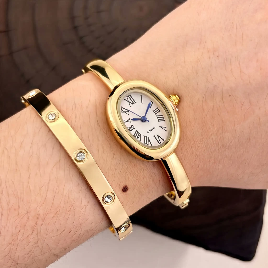 Oval Bangle Watch & Crystal Bangle Set – Odette