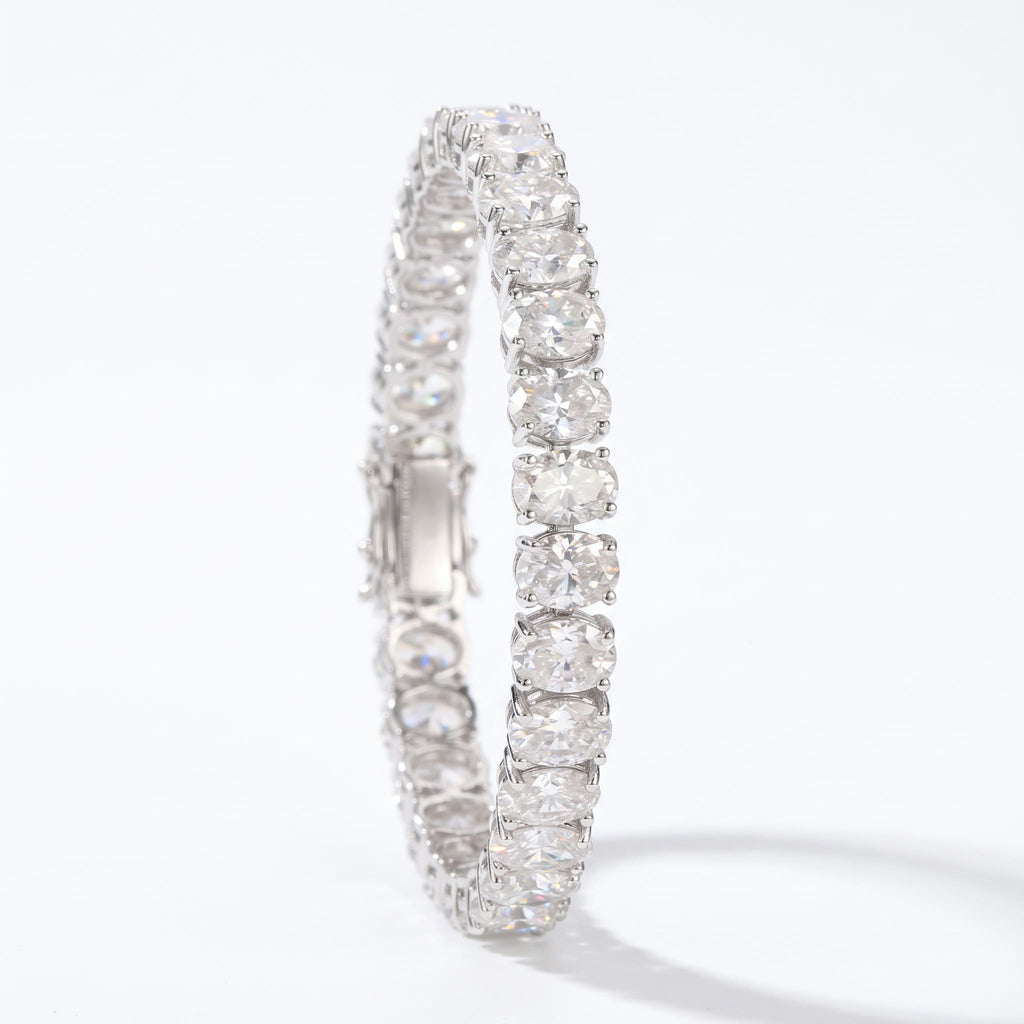 Oval Moissanite Tennis Bracelet – Aurore in 18K White Gold Vermeil