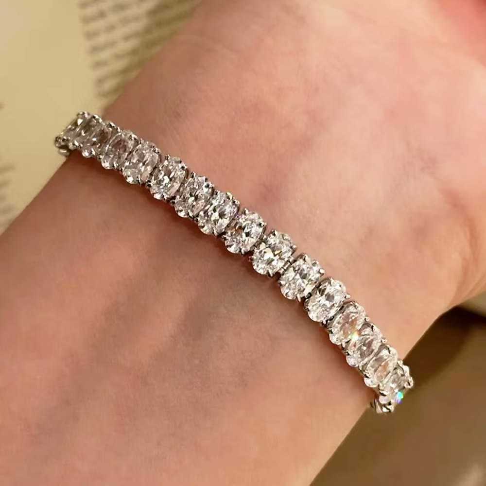 Oval Moissanite Tennis Bracelet – Aurore, styled