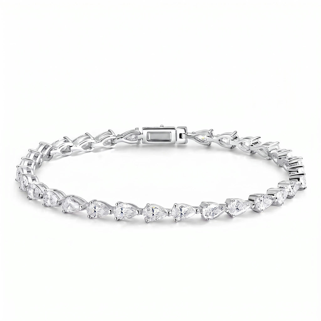 Pear Moissanite Tennis Bracelet – Blanche in 18K White Gold Vermeil