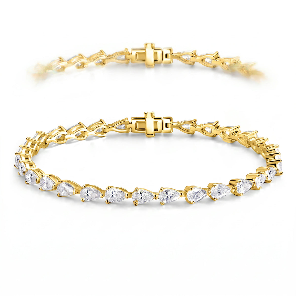 Pear Moissanite Tennis Bracelet – Blanche in 18K Yellow Gold Vermeil