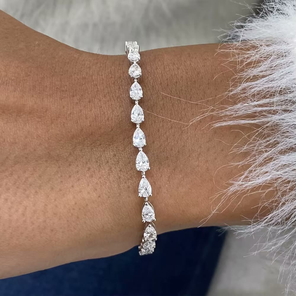 Pear Moissanite Tennis Bracelet – Blanche, styled