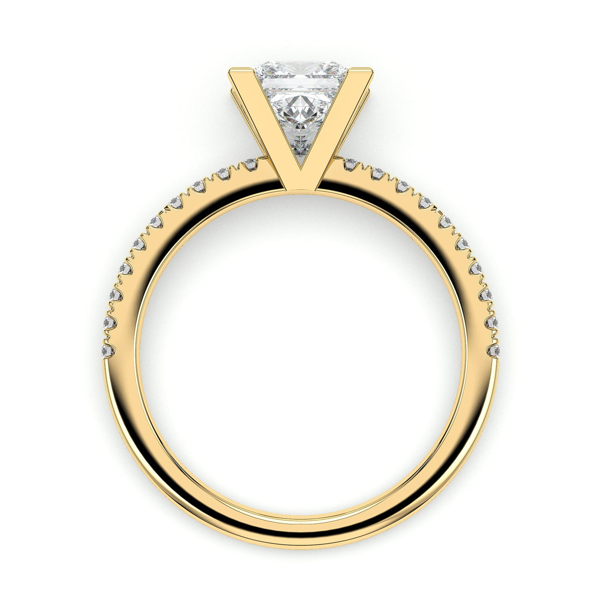 Princess-cut pavé engagement ring, moissanite stones in 18K Yellow Gold Vermeil