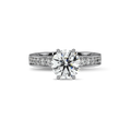 Round channel-set engagement ring, moissanite stones in 18K White Gold Vermeil