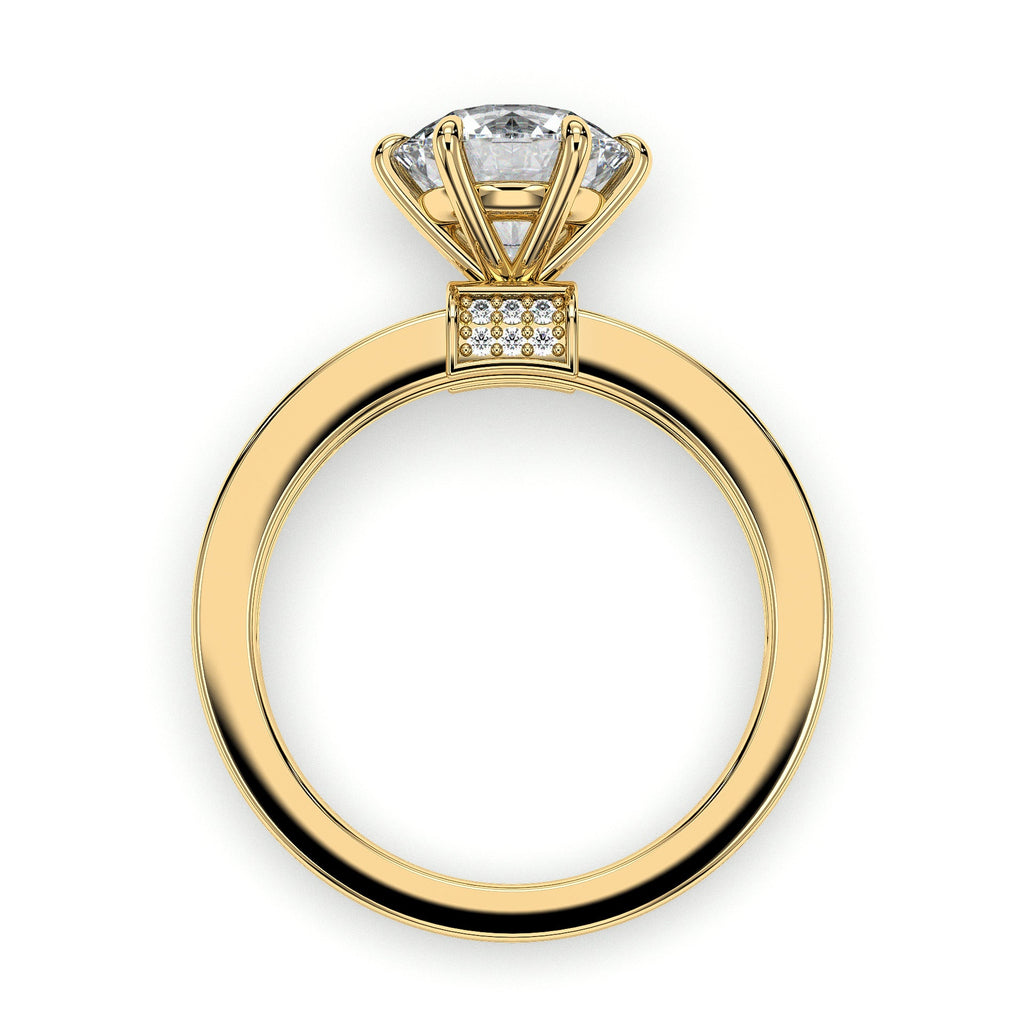 Round channel-set engagement ring, moissanite stones in 18K Yellow Gold Vermeil
