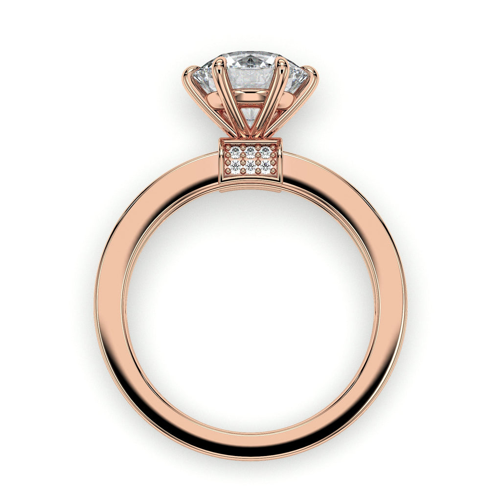 Round channel-set engagement ring, moissanite stones in 18K Rose Gold Vermeil