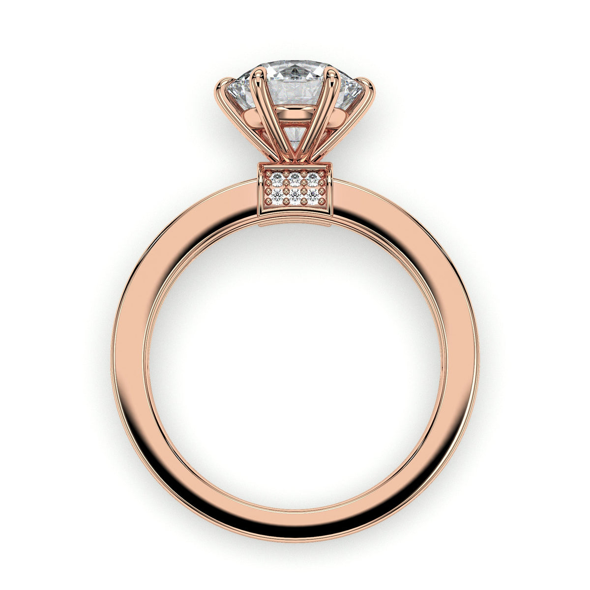 Round channel-set engagement ring, moissanite stones in 18K Rose Gold Vermeil