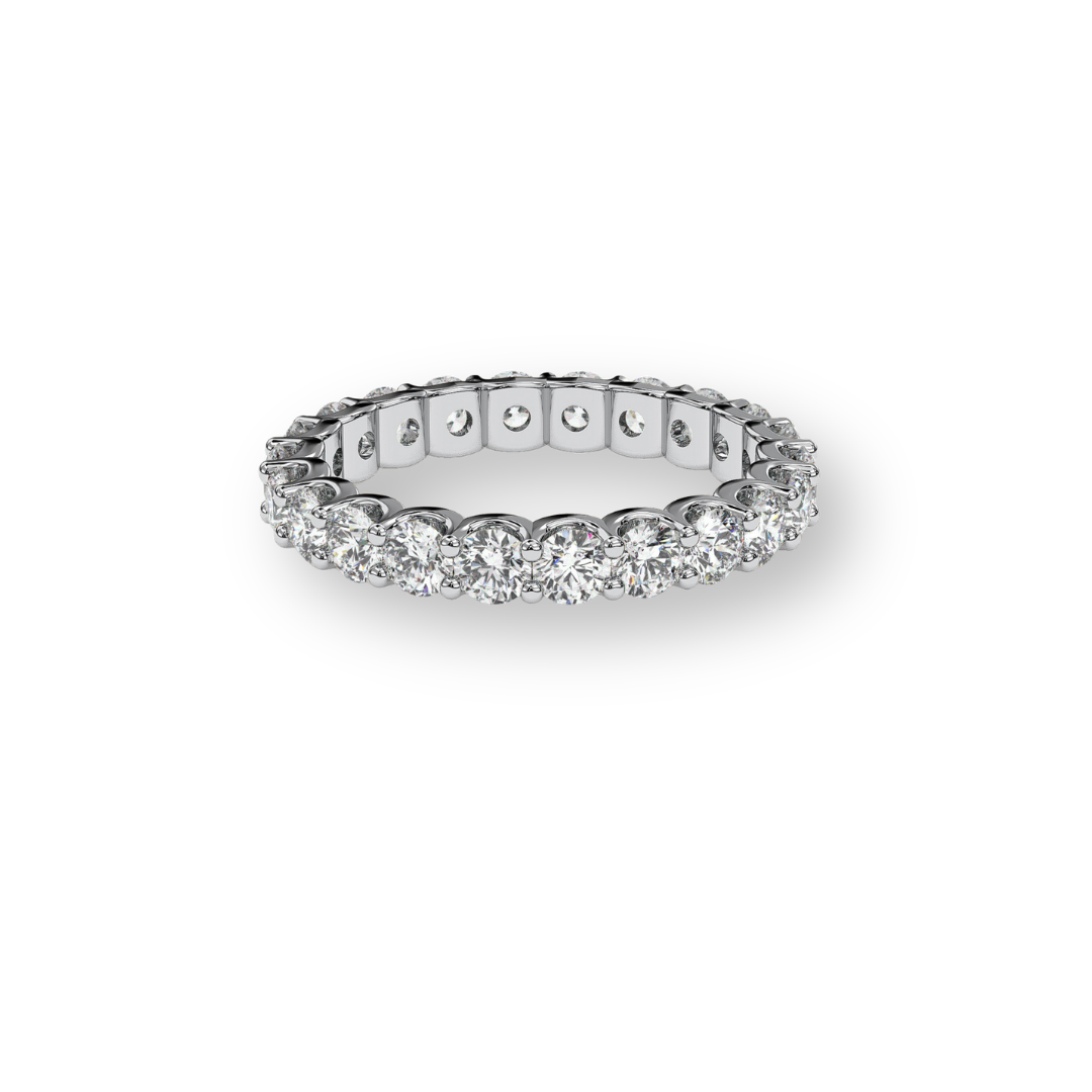 Round full eternity band, moissanite stones in 18K White Gold Vermeil