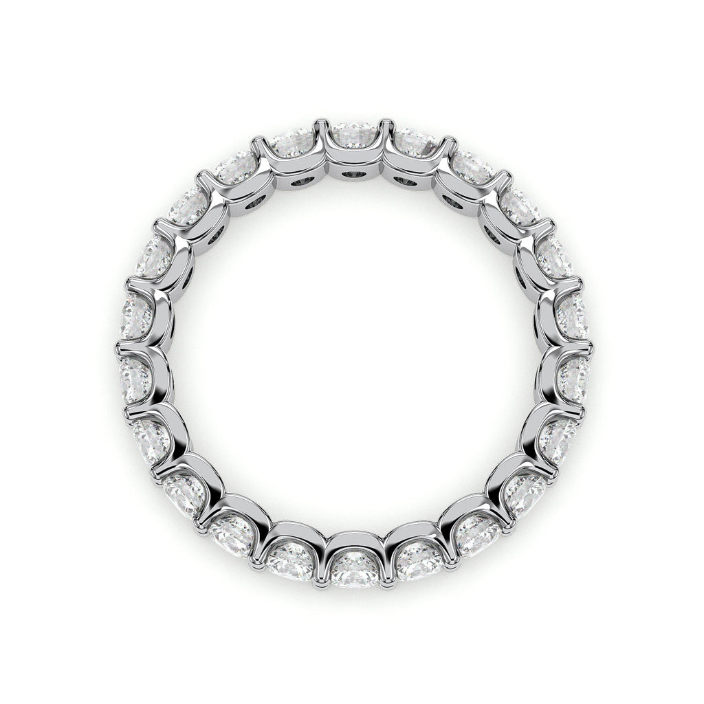 Round full eternity band, moissanite stones in 18K White Gold Vermeil