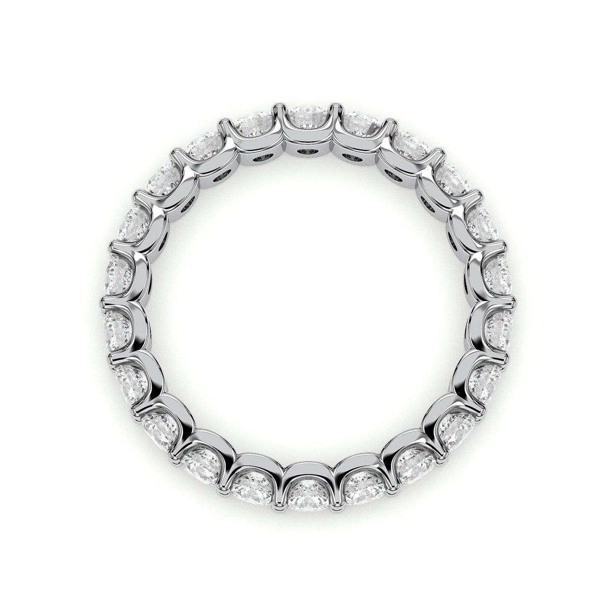 Round full eternity band, moissanite stones in 18K White Gold Vermeil