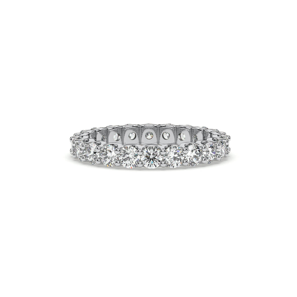 Round full eternity band, moissanite stones in 18K White Gold Vermeil
