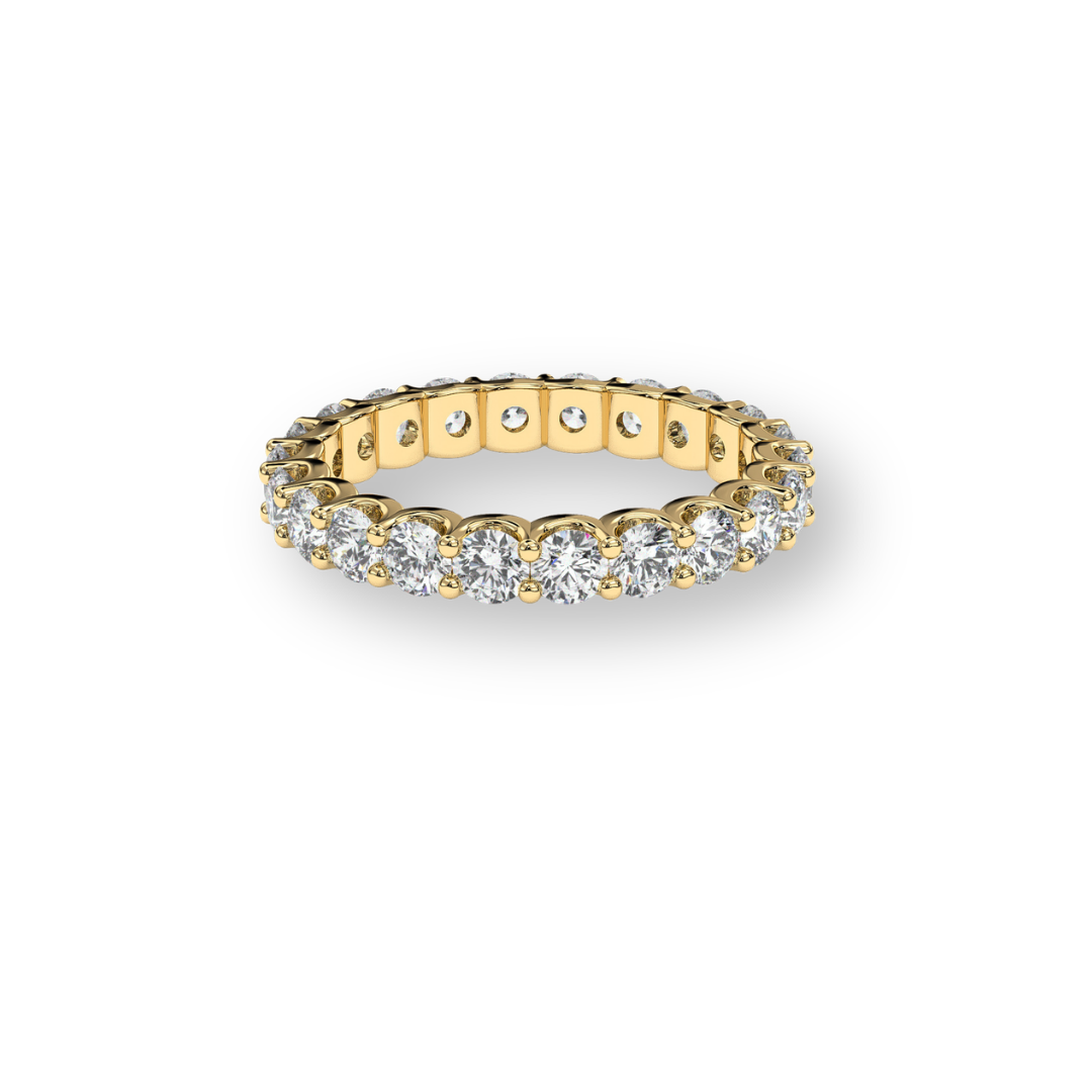 Round full eternity band, moissanite stones in 18K Yellow Gold Vermeil