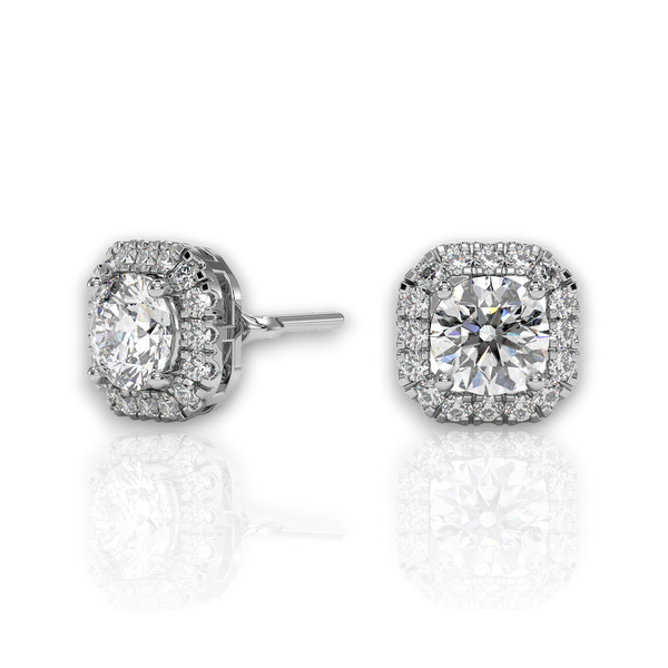 Round Moissanite Halo Stud Earrings – Pauline