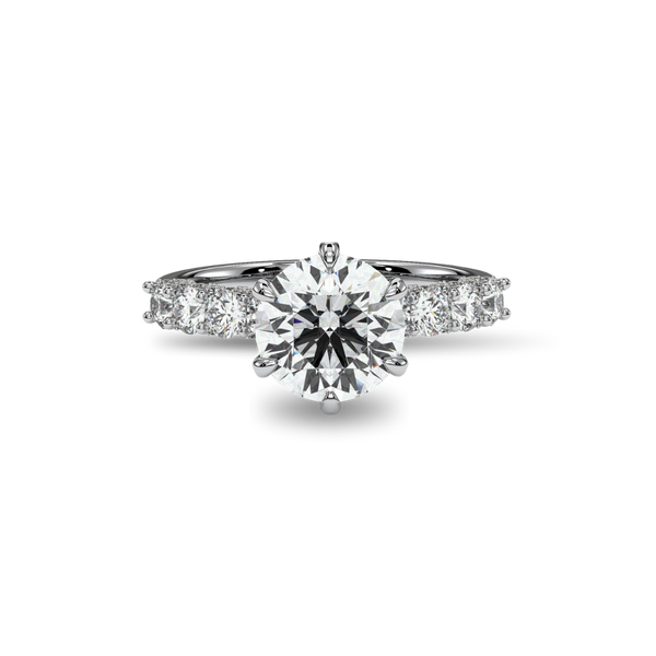 Round Moissanite Solitaire Engagement Ring with Side Stones – Margaux