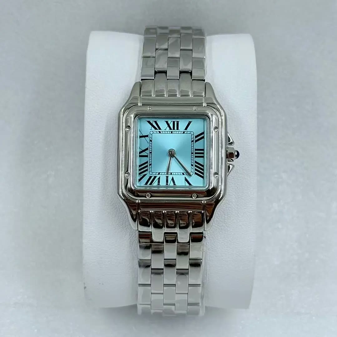 Square Stainless Steel Link Watch – Joséphine, Steel · Ice Blue Dial